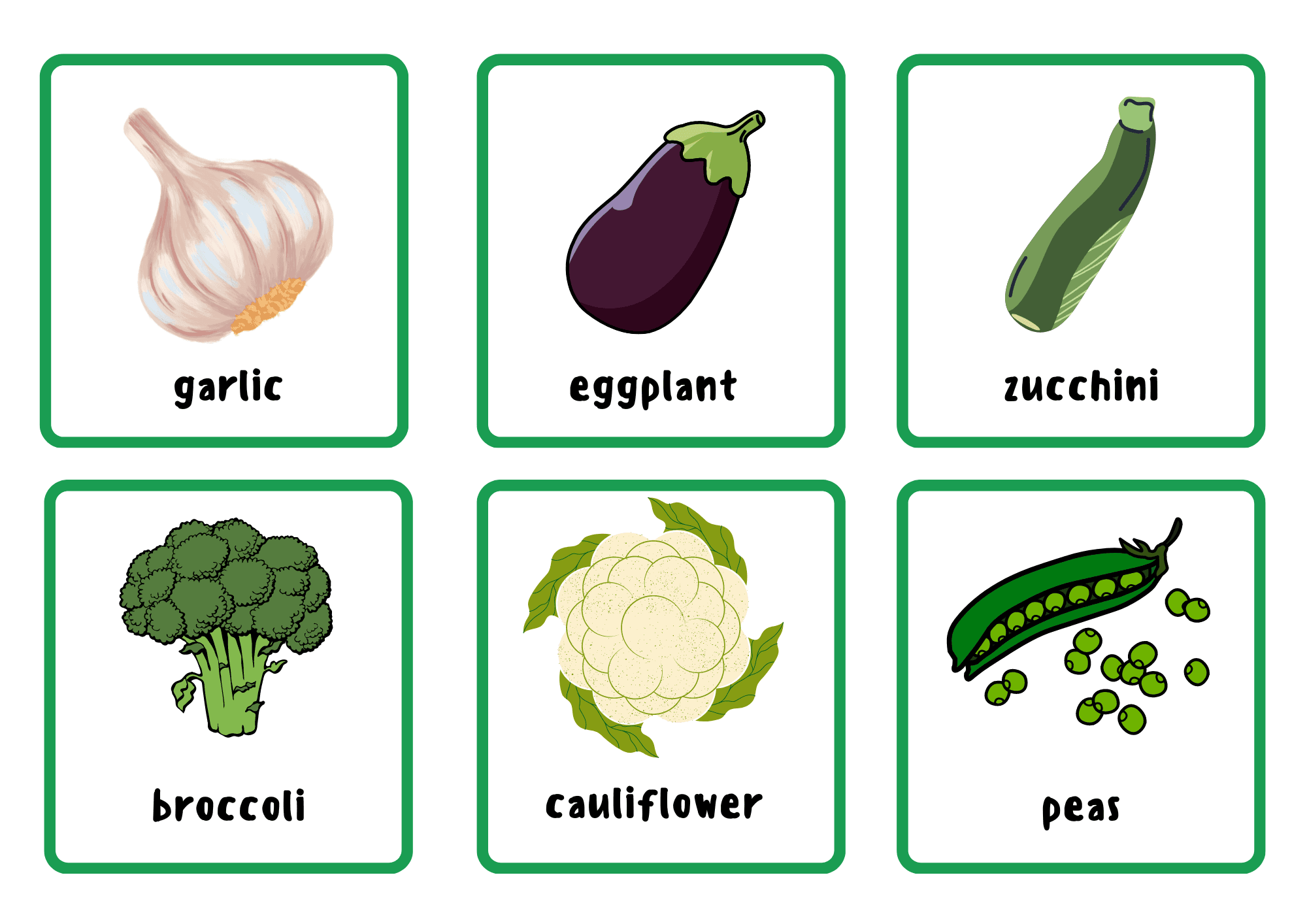 Vegetales y frutas en inglés UP Master